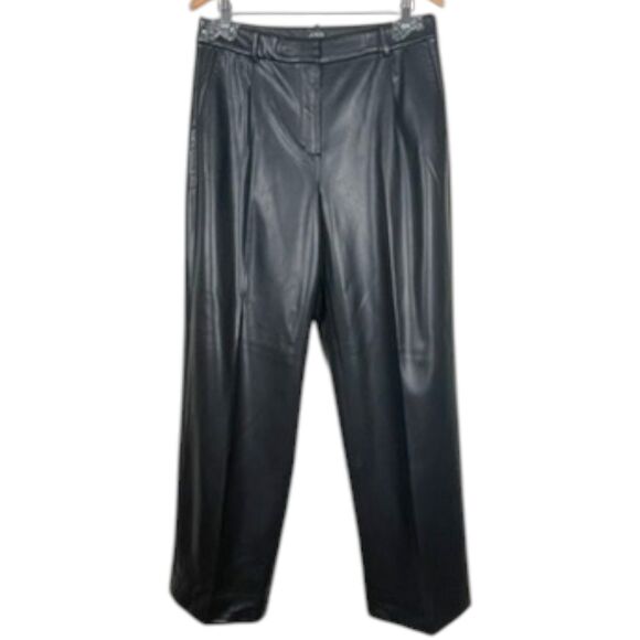 .Crew Faux Leather Straight Leg Pants Size 12 Black NWT - Picture 3 of 16